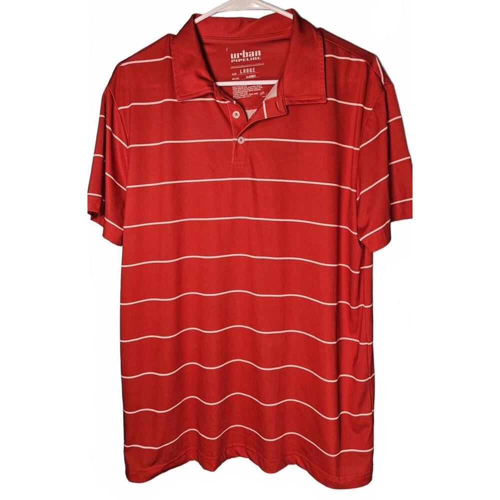 Urban Pipeline Men's Red Striped Polo Shirt Large Work Casual Sporty Style - Picture 6 of 6